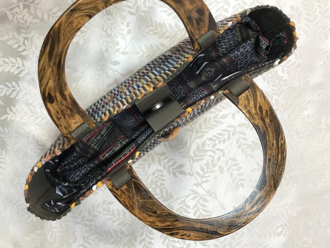 裂き織りのバッグ（焦げ茶）