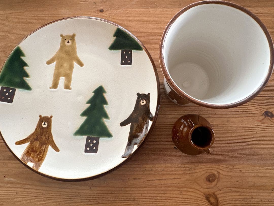 ヤッチとムーン★クリスマス大皿・つぼっくま・タンブラーの3点セット　やちむん