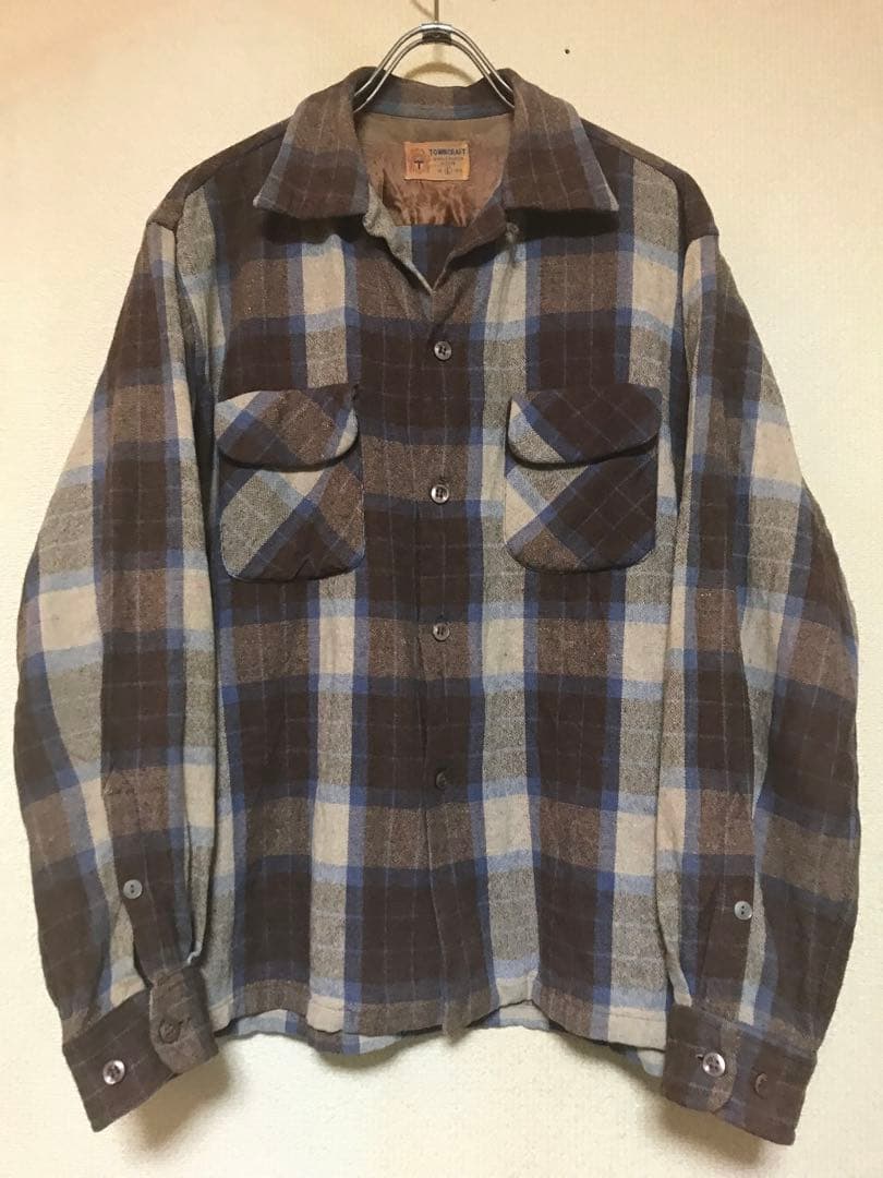 50s タウンクラフト ウール シャツ ボード レーヨン ギャバジン ネル