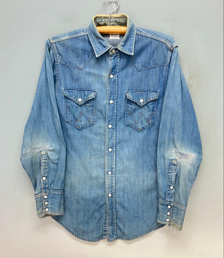 ビンテージ！60s wrangler 27mwウエスタン デニムシャツ15-33