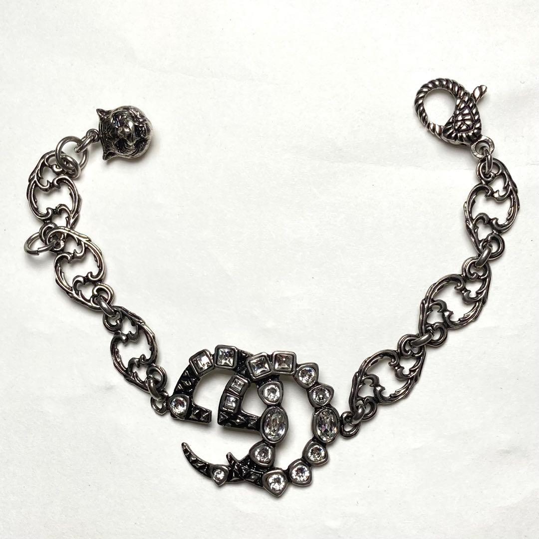 グッチ　GGマーモント ブレスレット ラインストーン シルバー タイガーヘッド