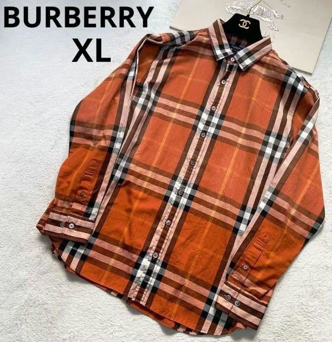 【希少】BURBERRY メガチェック ノバチェック 長袖シャツ オレンジ LL