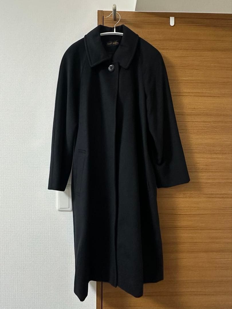 ミス　オンワード　カシミヤ100% ブラック　黒　ロングコート　比翼仕立て