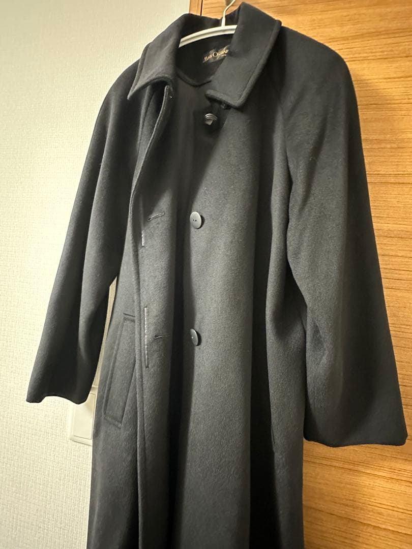 ミス　オンワード　カシミヤ100% ブラック　黒　ロングコート　比翼仕立て