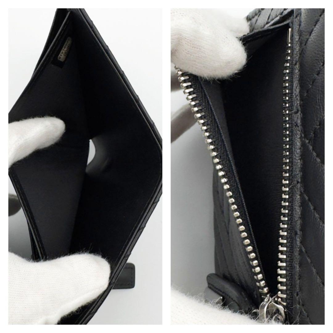 国内正規品　シャネル財布　マトラッセ　シェブロン　Vステッチ　コンパクト　箱付き