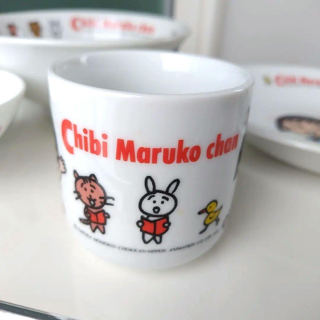 未使用極美品！1990年製 ちびまる子ちゃん 陶器製食器 レトロ 4点セット