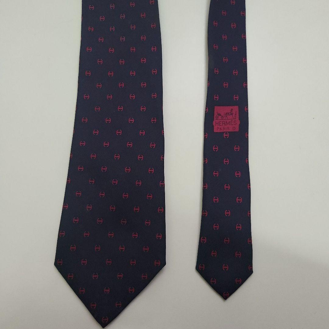 t*y様 美品✨ HERMES エルメス ネクタイ 総柄 ネイビー