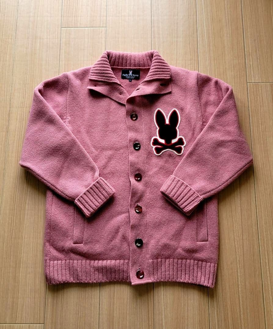 Psycho Bunny ピンク ニットカーディガンLサイズ