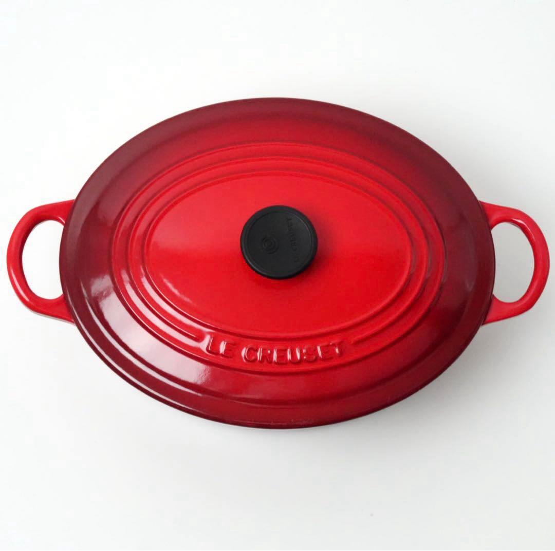【美品】LE CREUSET　ココット オーバル チェリーレッド　25cm