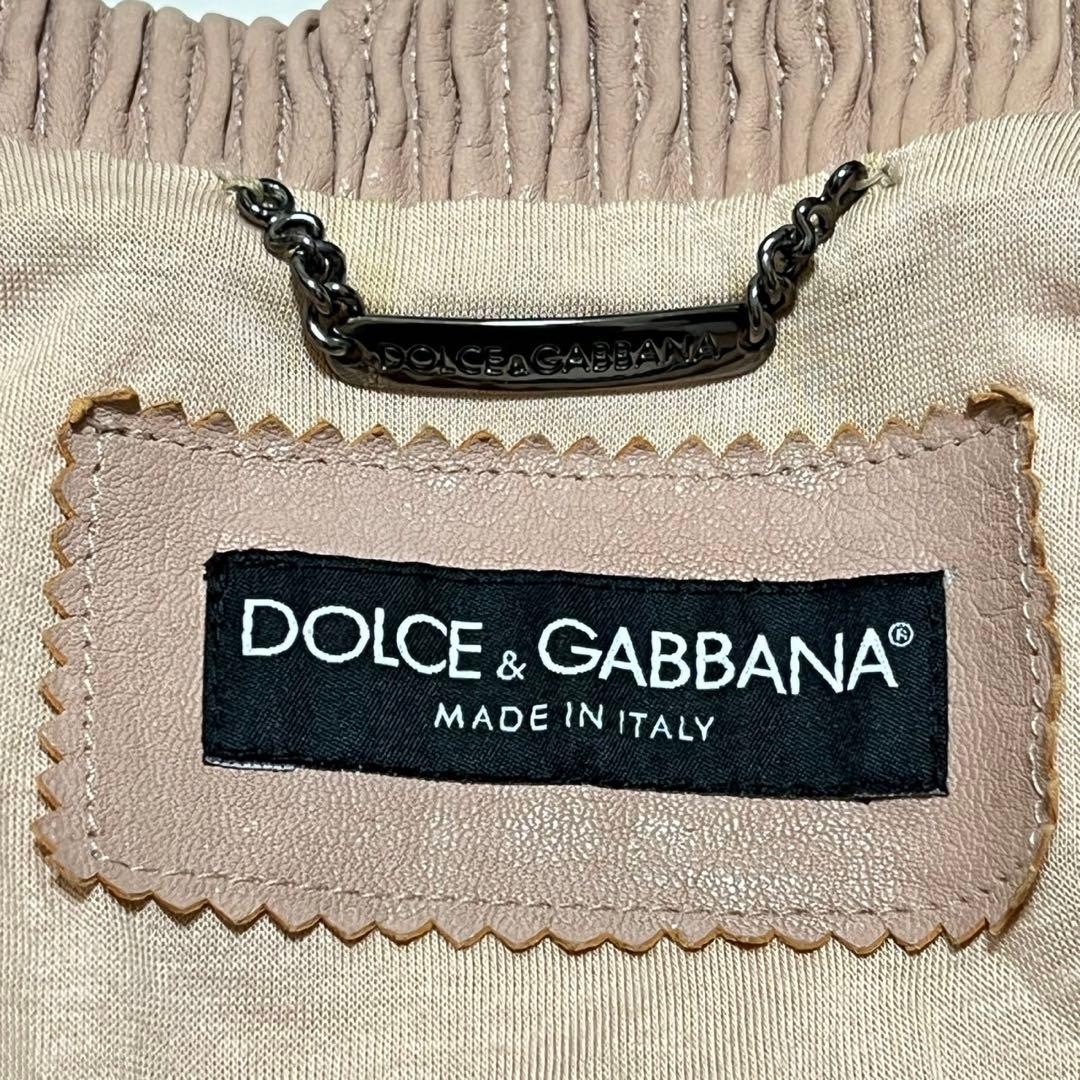 【希少】ドルチェアンドガッバーナ　ラムレザーレース切替ジャケット　ピンクベージュ