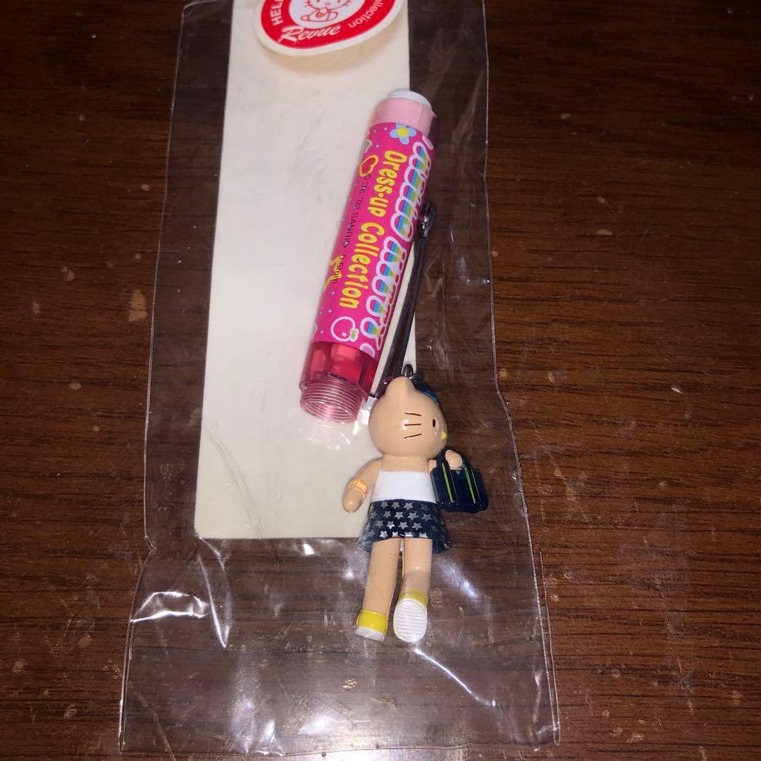 ［専用］足長キティ　ボールペン　マスコット　ストラップ　千鳥柄ワンピース　ギャル