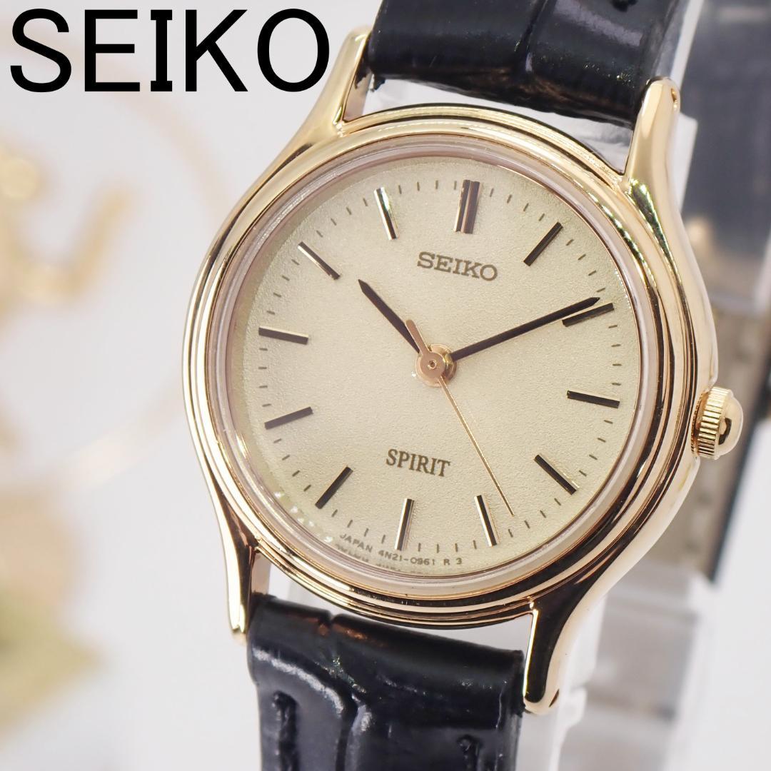 稼働★タグ付美品★ SEIKO SPIRIT レディース サファイアガラス 金色