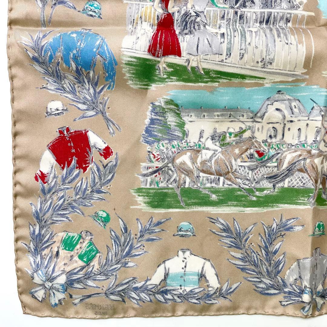 エルメス　カレ40　CHANTILLY　競馬場　シルク　43cm スカーフ　　M