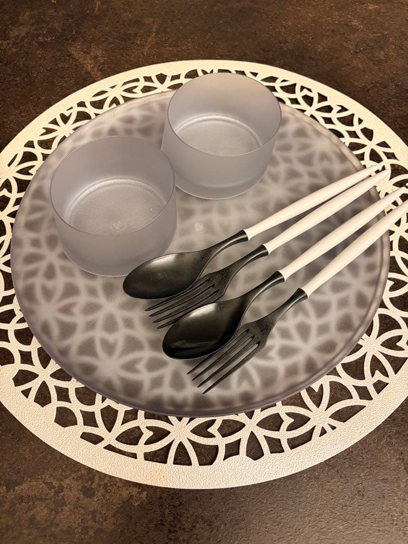 【美品】早い者勝ち！青系ARAS 大皿ウェーブ斜め小鉢 カトラリー 2人用 ペア