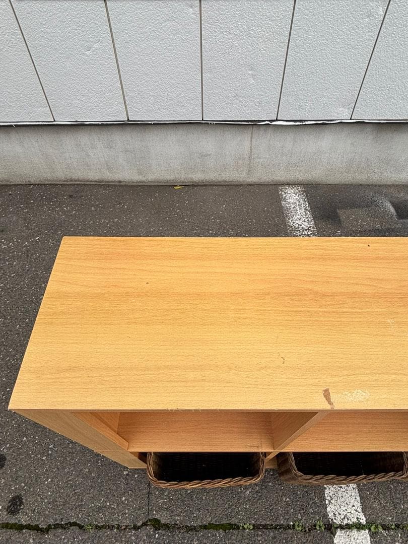 スタッキングシェルフ ラタン角型バスケット3個付き