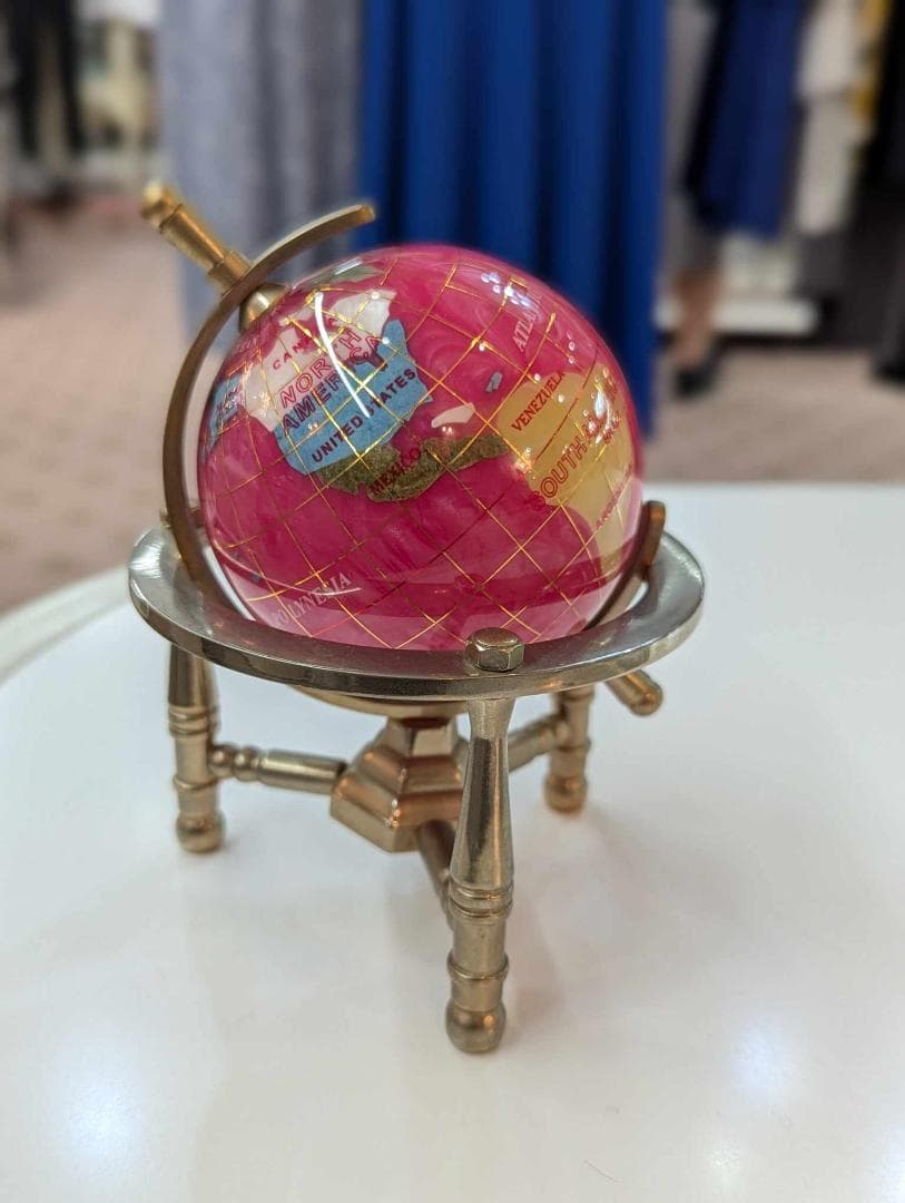 訳あり大特価　天然石　地球儀 ピィアース オブジェ 天然石 地球儀 3脚地球儀
