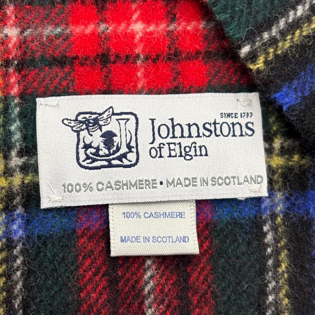 (美品) ジョンストンズオブエルガン カシミヤ100% マフラー チェック