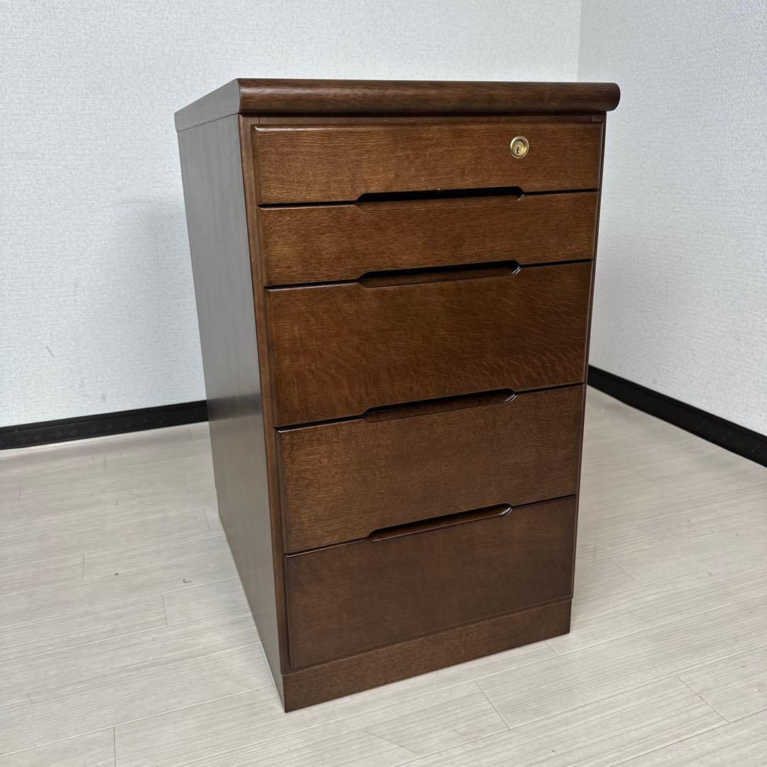 【展示品】カリモク 5段チェスト 脇机 袖机 デスクワゴン オーク i1※