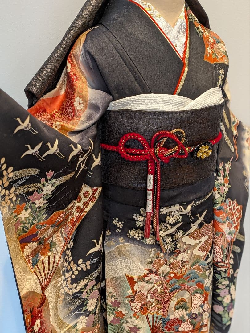 Kyoka様 振袖フルセット 身丈169裄65 豪華振袖 金彩 暈し染め 黒