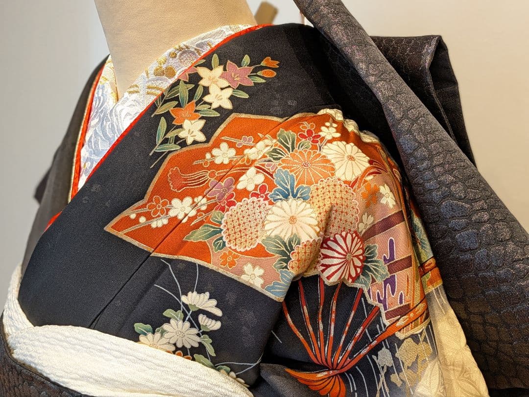 Kyoka様 振袖フルセット 身丈169裄65 豪華振袖 金彩 暈し染め 黒