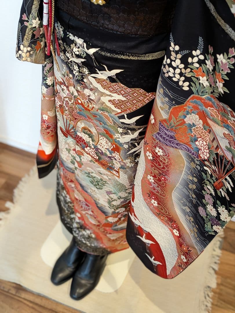 Kyoka様 振袖フルセット 身丈169裄65 豪華振袖 金彩 暈し染め 黒