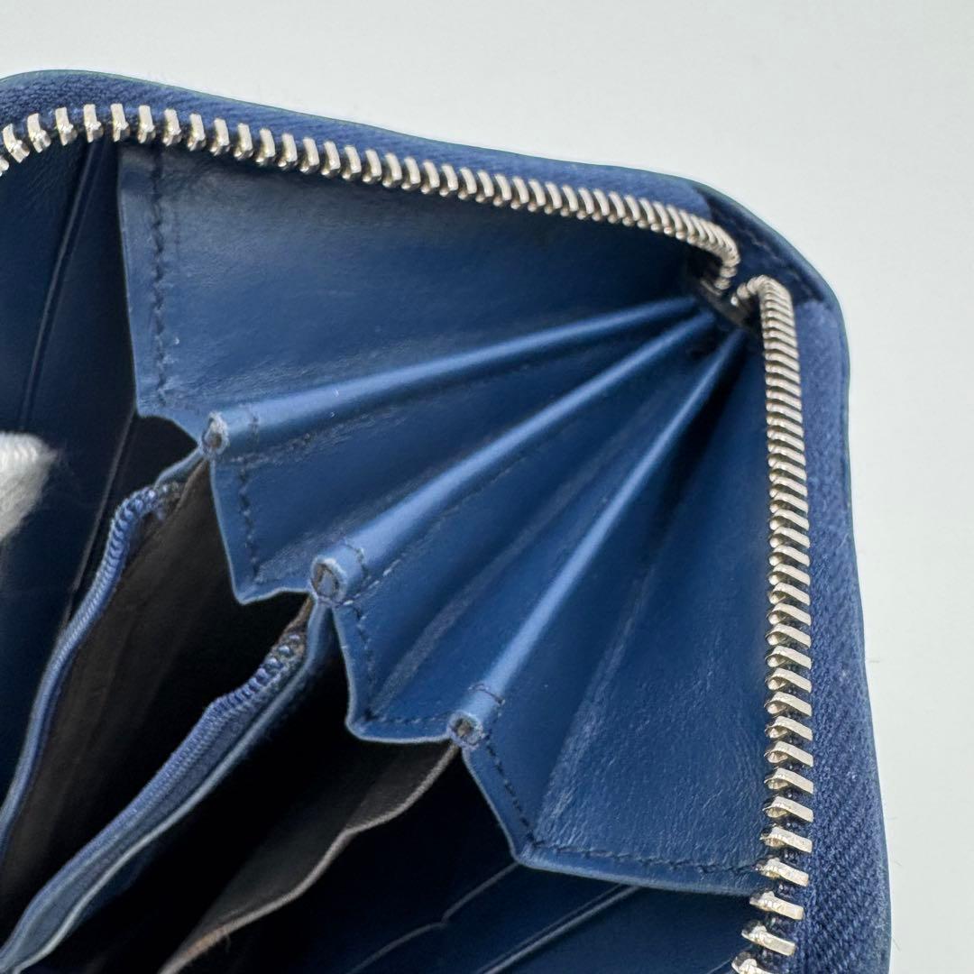 GUCCI グッチ ディアマンテ レザー ラウンド ジップ 長財布 ネイビー