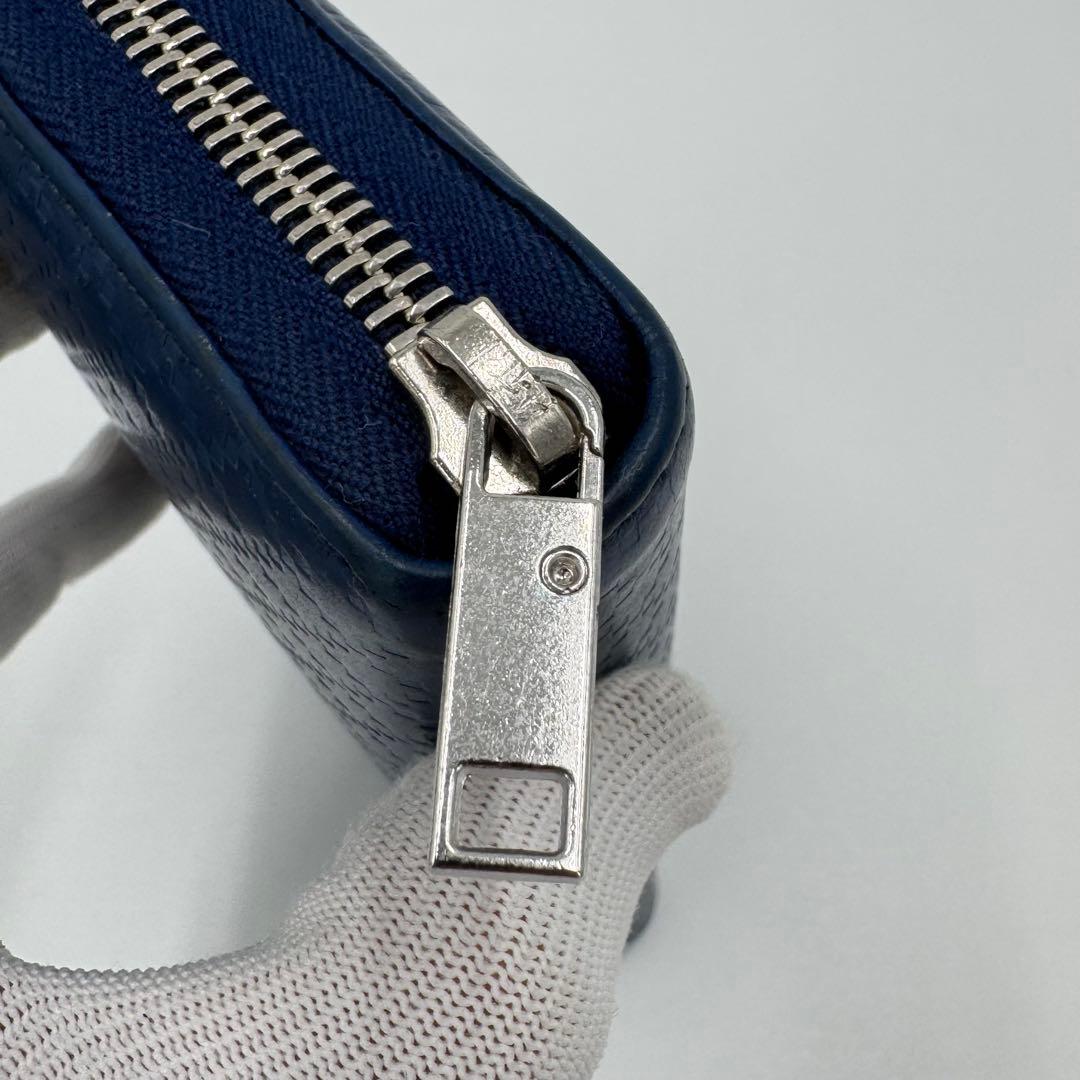 GUCCI グッチ ディアマンテ レザー ラウンド ジップ 長財布 ネイビー