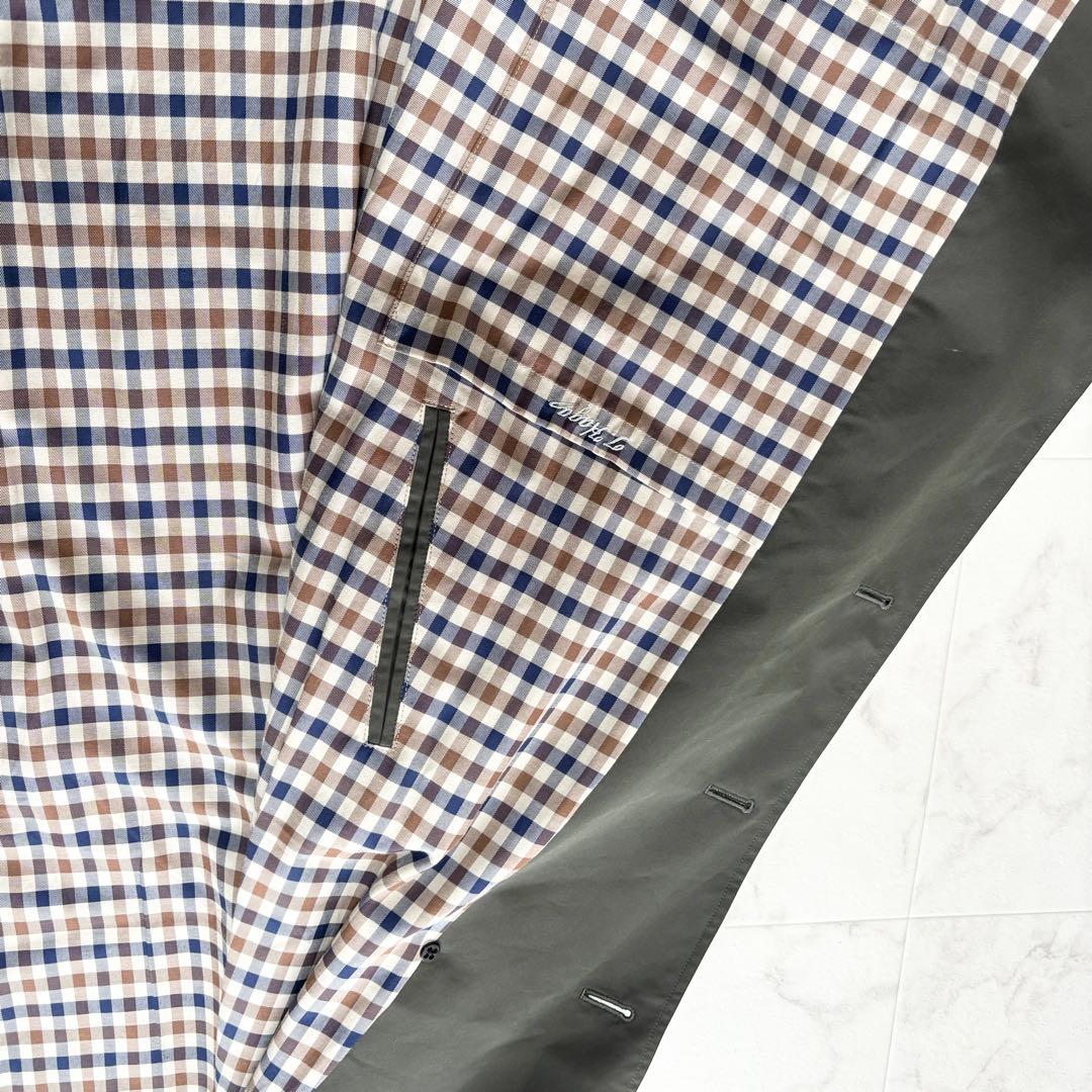 極美品 アクアスキュータム トレンチコート キングスゲート カーキ 40 XL