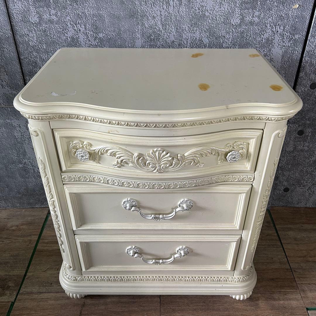 ꧁クラシック家具꧂3段チェスト フレンチ ロココ 姫系 たんす タンス 箪笥