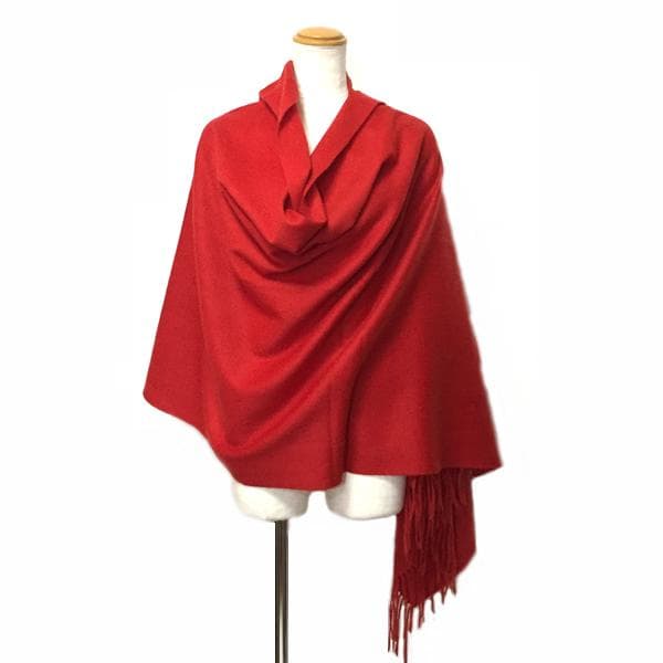 ラスト1枚値下70㎝×200超大判 100% カシミヤストールマフラーRED新品