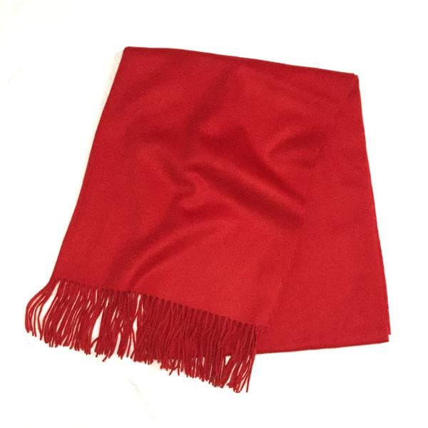 ラスト1枚値下70㎝×200超大判 100% カシミヤストールマフラーRED新品