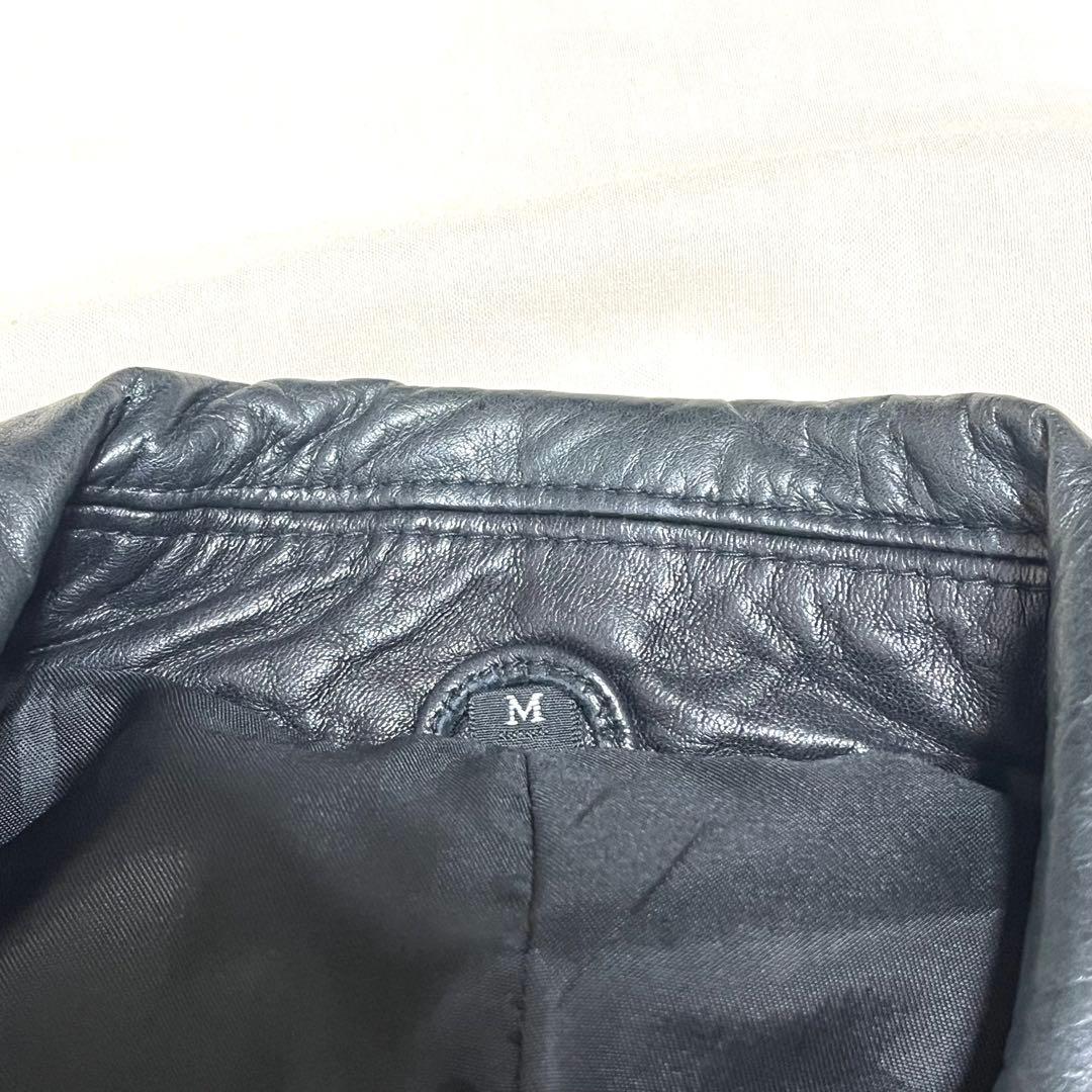 ACROCORE　カウレザーロングトレンチコート　牛革　ベルト付き　黒　L程