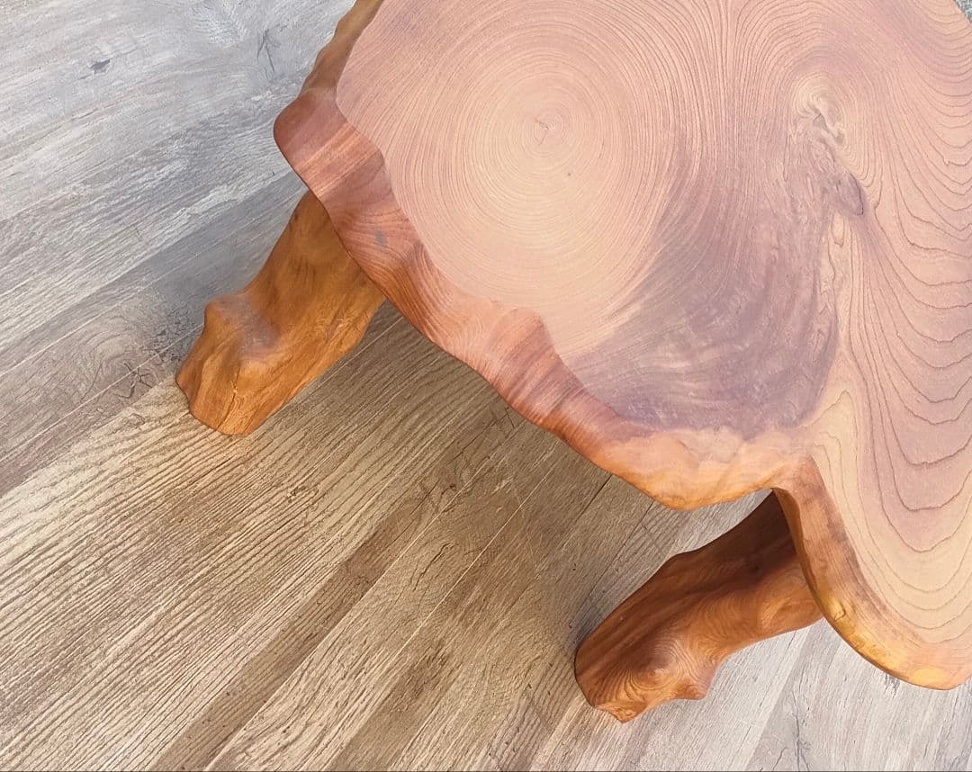 [風太☆]一枚板 座卓 ナチュラルウッド オーバルテーブル リペア済