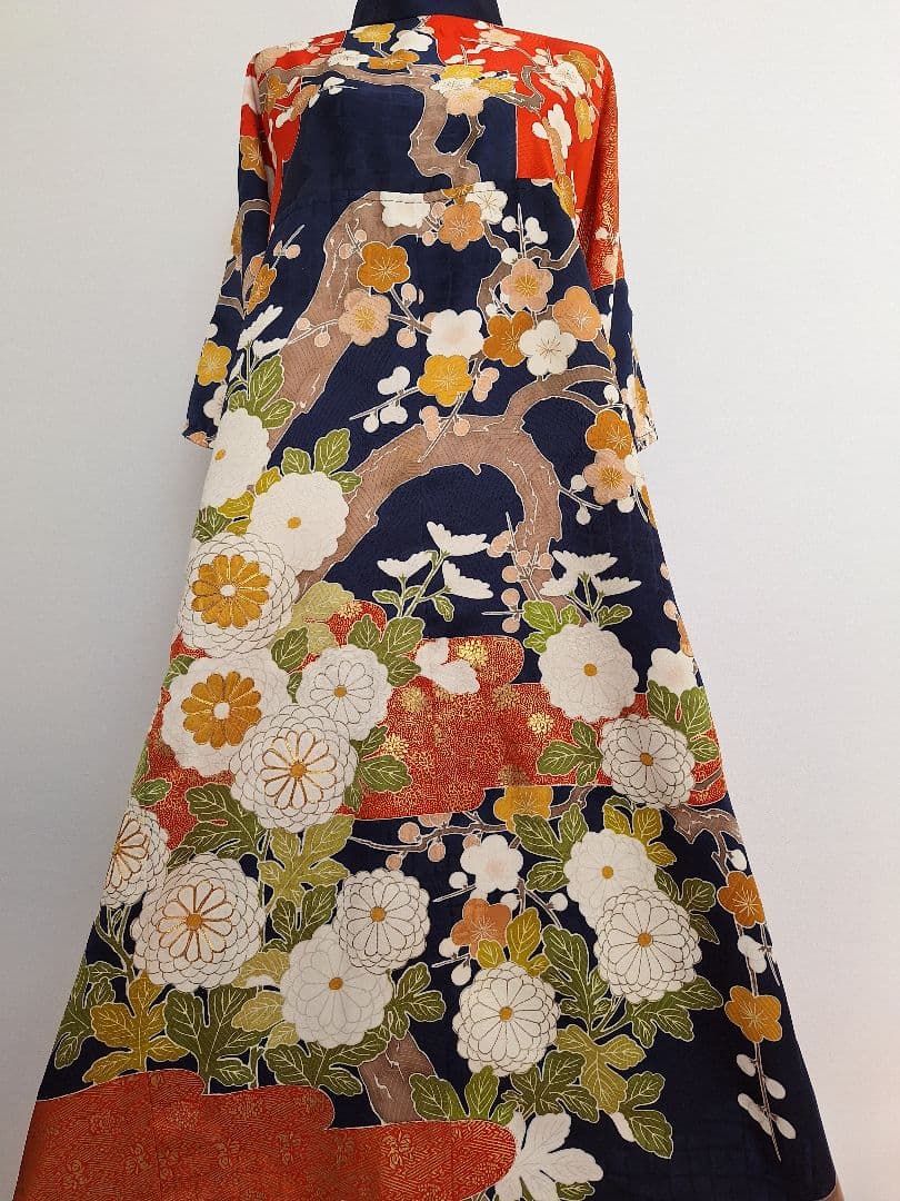 着物リメイクワンピース3676