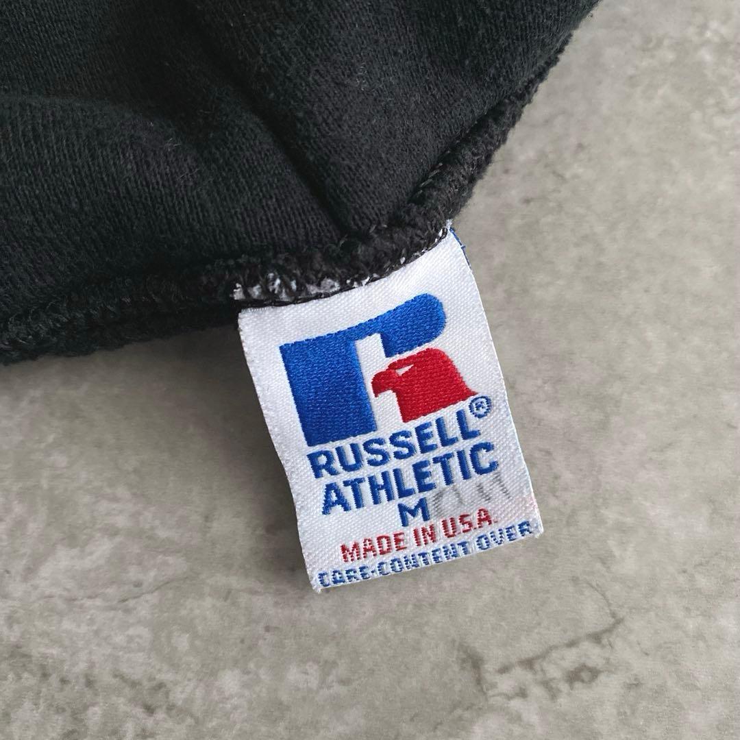 希少サイズ 90s ラッセル 無地 ジップ パーカー 黒 ブラック USA製 M