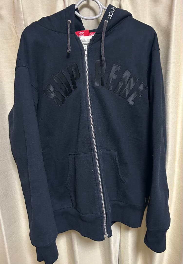 【週末限定価格】supreme ジップアップパーカー　Lサイズ　ブラック