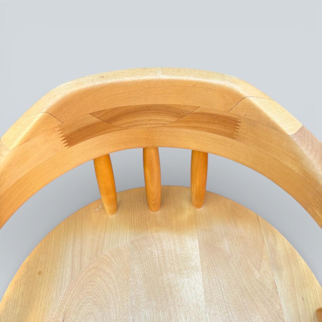 大川家具 回転ダイニングチェア 肘付 幅58cm 天然木 送料込②