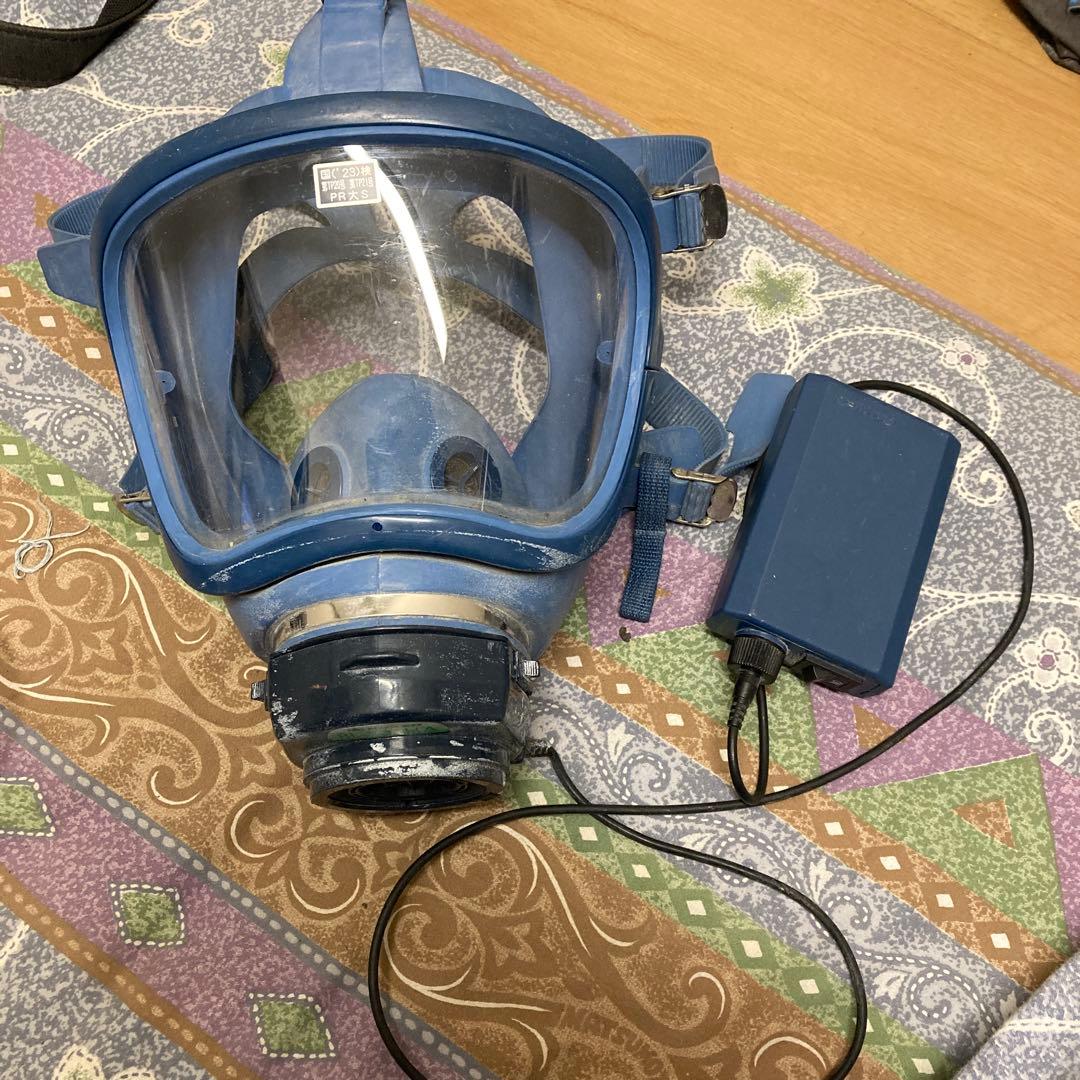 防塵マスク フルフェイス 青 電源ユニット付き バッテリー無し　ぽとふ