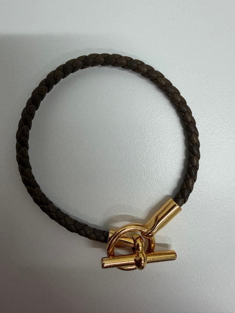 HERMES ブラウンレザーブレスレット
