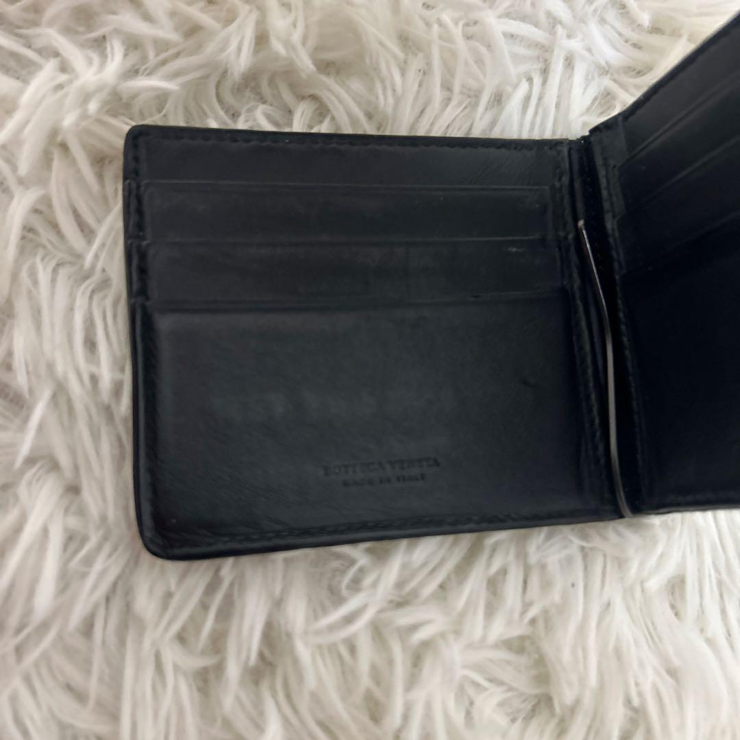 【美品】ボッテガヴェネタ マネークリップ イントレチャート レザー ブラック