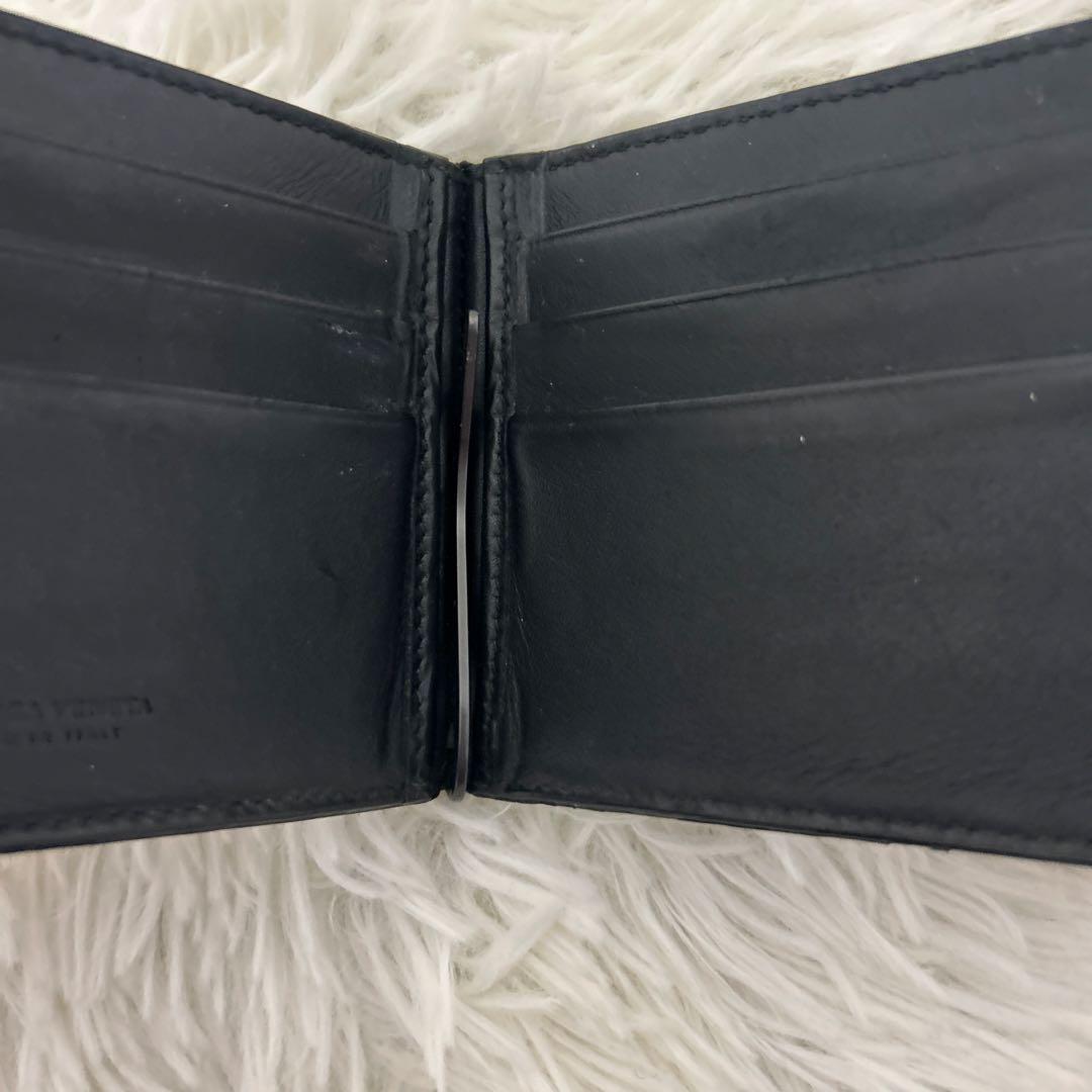【美品】ボッテガヴェネタ マネークリップ イントレチャート レザー ブラック