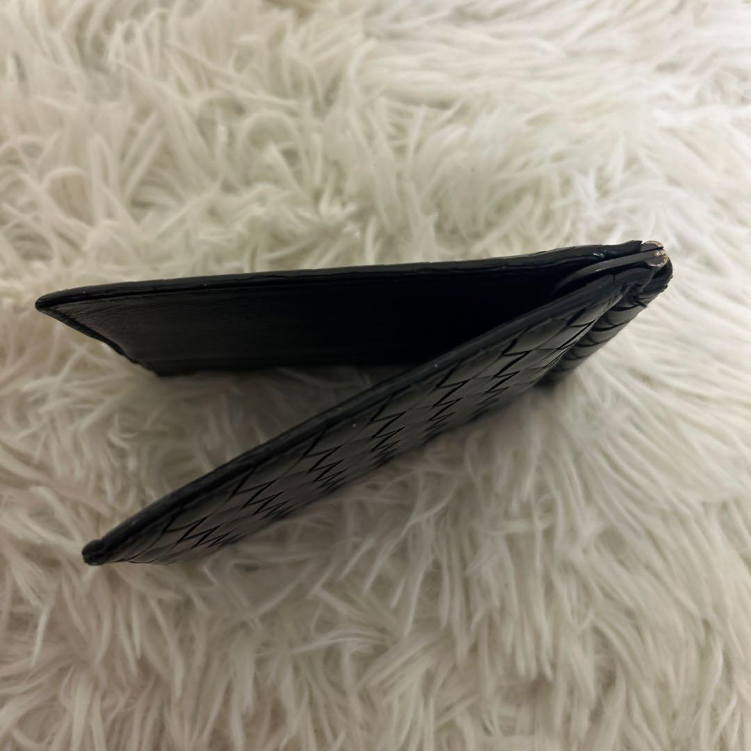 【美品】ボッテガヴェネタ マネークリップ イントレチャート レザー ブラック