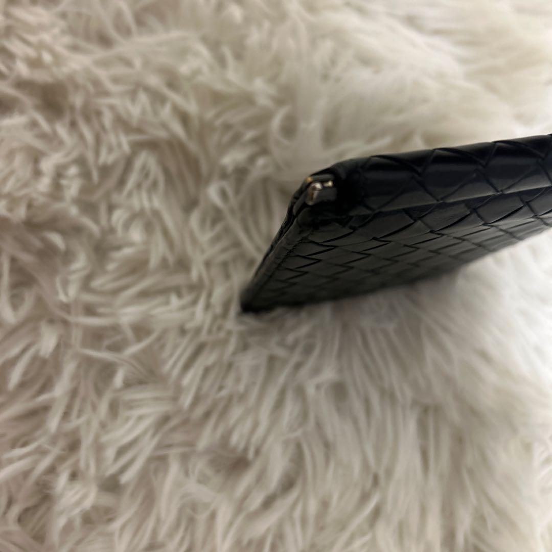 【美品】ボッテガヴェネタ マネークリップ イントレチャート レザー ブラック