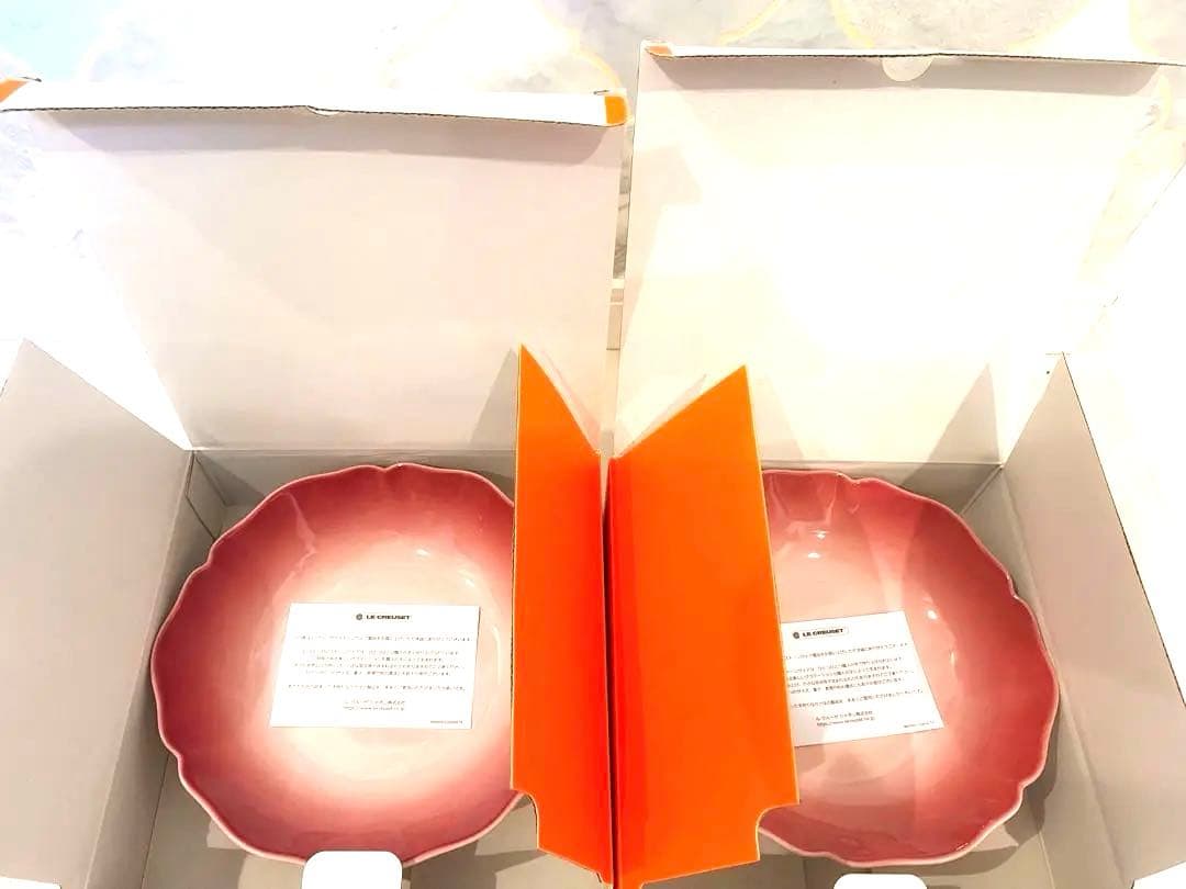 ル・クルーゼ　エレガントフリル ディッシュ　ナチュラルピンク　2枚セット　フリル