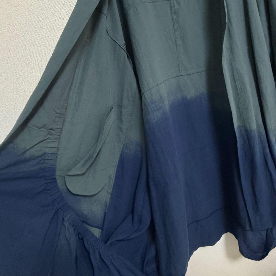 極美品　萌　モユル　リネングラデーションコート