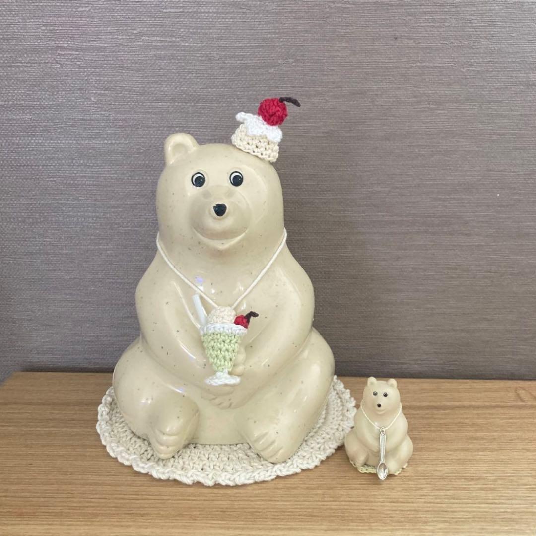 しろくま貯金箱&ガチャ　メロンクリームソーダ　マット&スプーンつき　4点セット