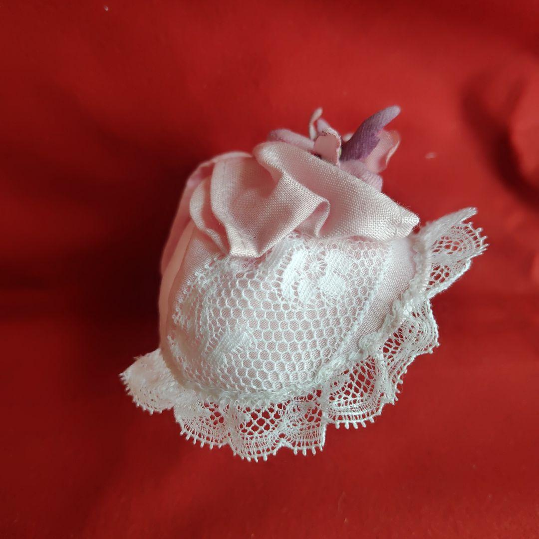 30cm位のドール用ドレス 淡〜いピンクアンティークドレスとボネ