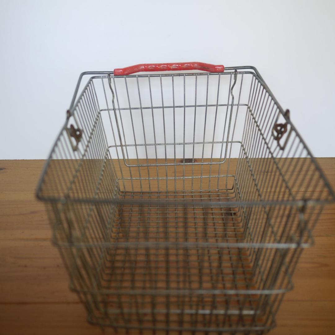 ドイツ ワイヤバスケット 2P　ショッピングかご ドイツヴィンテージ