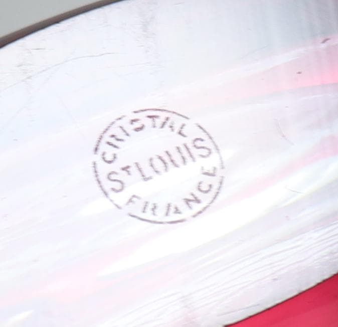 オールド・サンルイ 美品 ルビー被せクリスタル カメオ彫刻 香水瓶 二つの情景