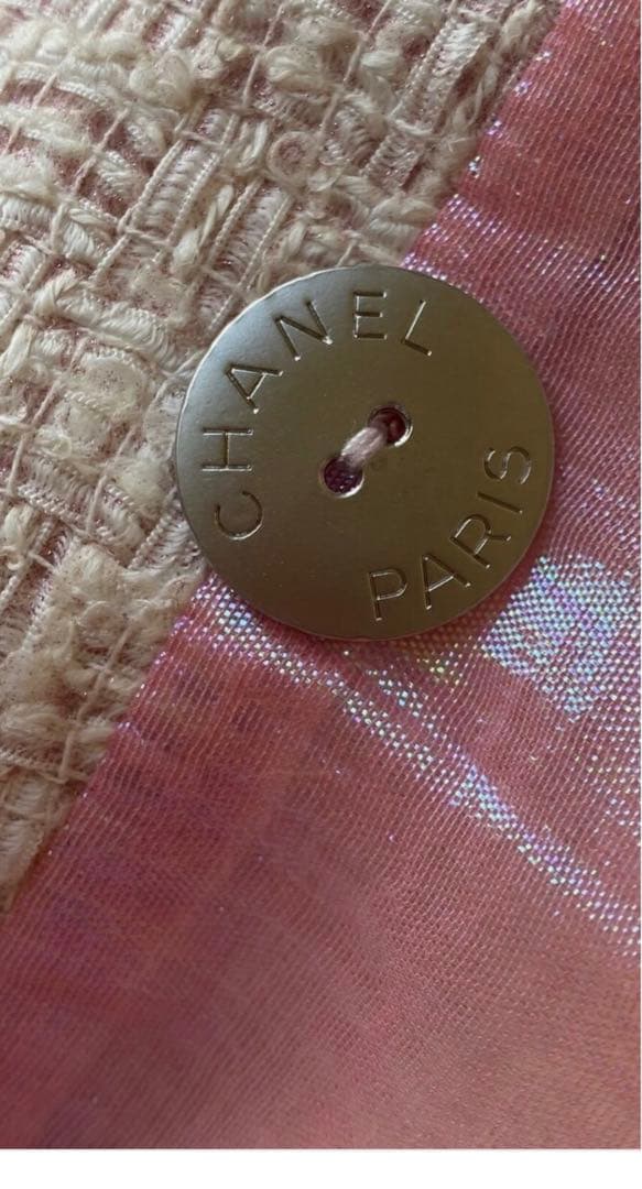 ピンク ツイード Vネック チェスター　シャネルコート　34